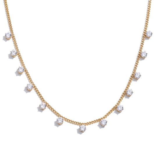 Shiny cubic zirconia chic chain pendant necklace - product image