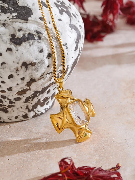 Shiny cubic zirconia cross classic necklace - product image