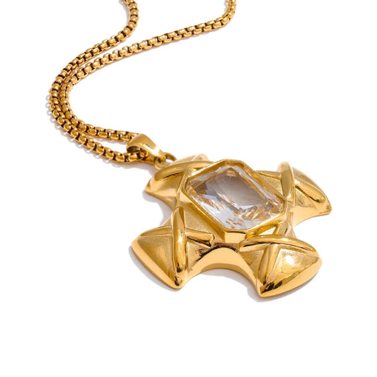 Shiny cubic zirconia cross classic necklace - product image