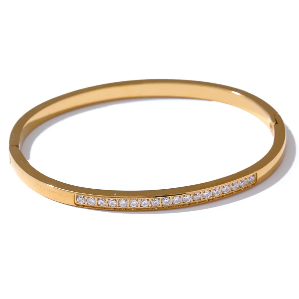 Shiny cubic zirconia daily bangle bracelet - product image