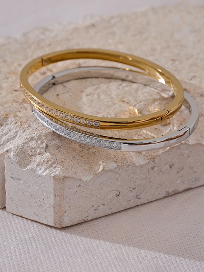 Shiny cubic zirconia daily bangle bracelet - product image