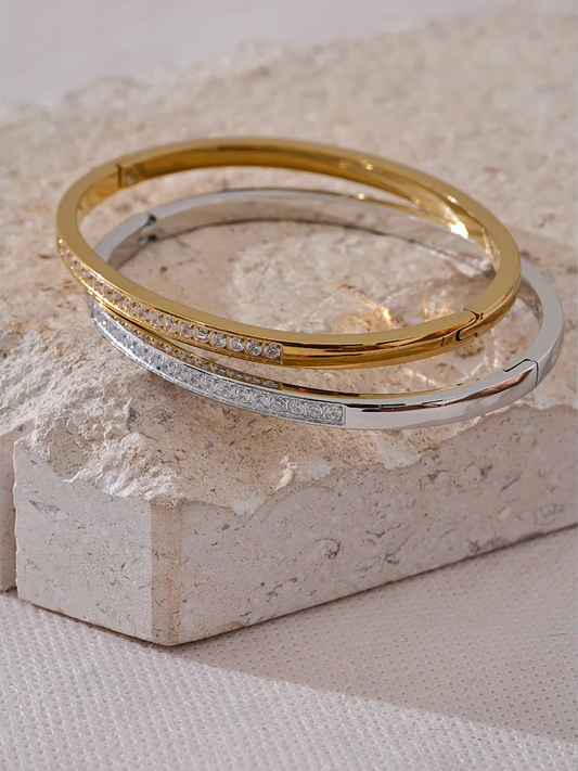 Shiny cubic zirconia daily bangle bracelet - product image