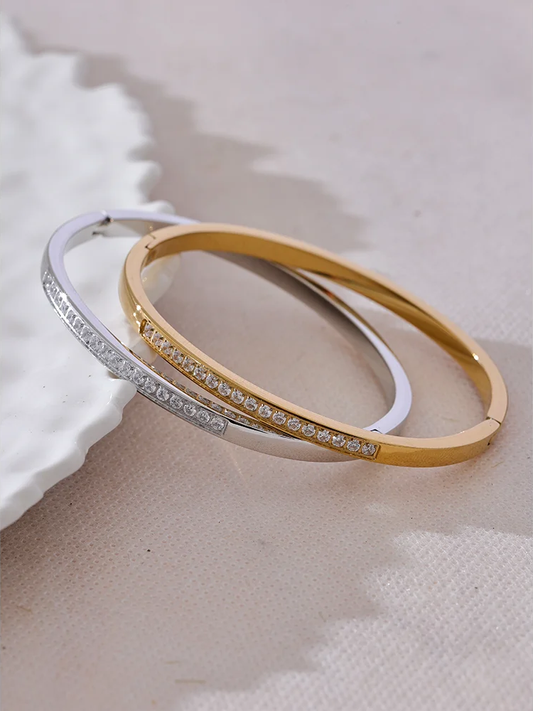 Shiny cubic zirconia daily bangle bracelet - product image
