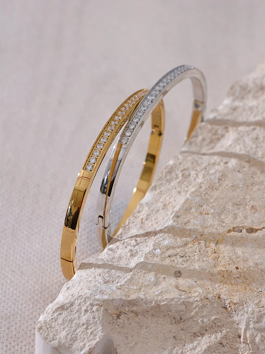 Shiny cubic zirconia daily bangle bracelet - product image