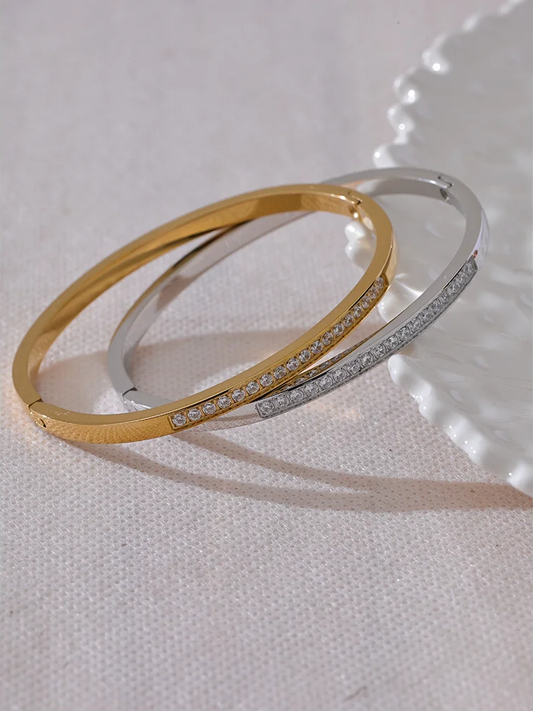 Shiny cubic zirconia daily bangle bracelet - product image
