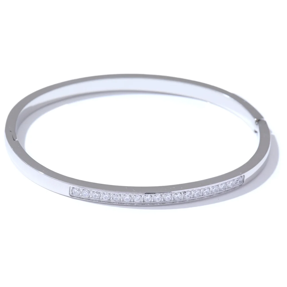 Shiny cubic zirconia daily bangle bracelet - product image
