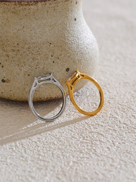 Shiny cubic zirconia modern casting ring - product image