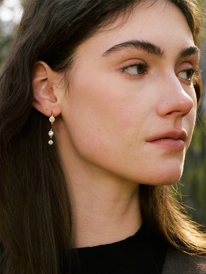 Shiny cubic zirconia modern drop earrings - product image