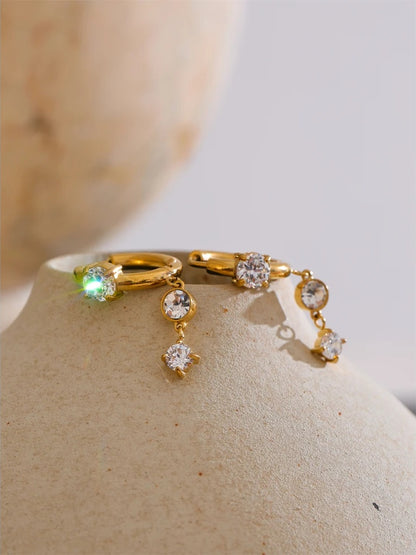 Shiny cubic zirconia modern drop earrings - product image