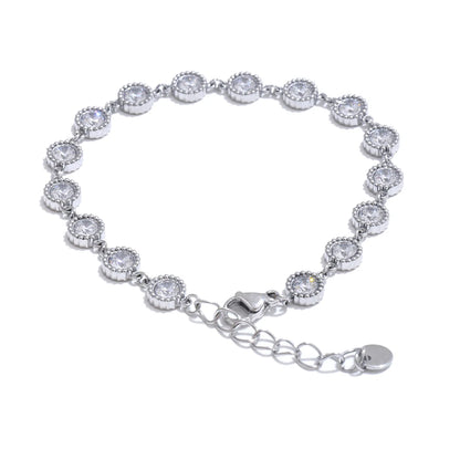 Shiny cubic zirconia round chain bracelet earrings set - product image