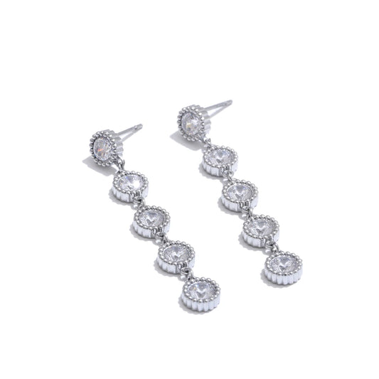 Shiny cubic zirconia round chain bracelet earrings set - product image