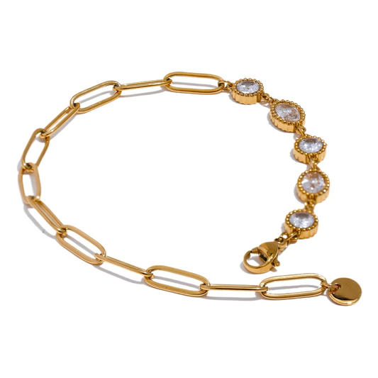 Shiny cubic zirconia round chain fashion bracelet - product image
