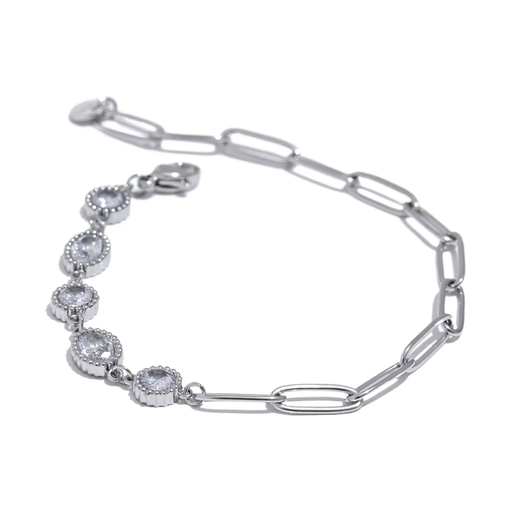 Shiny cubic zirconia round chain fashion bracelet - product image