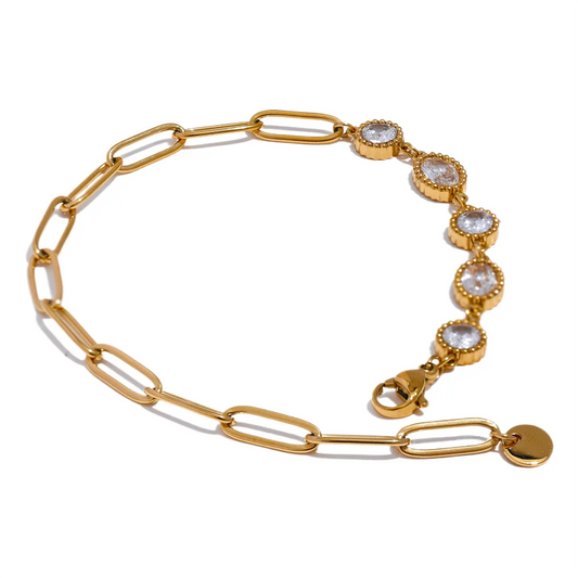 Shiny cubic zirconia round chain fashion bracelet - product image