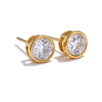 Shiny Cubic Zirconia Round Stud Earrings