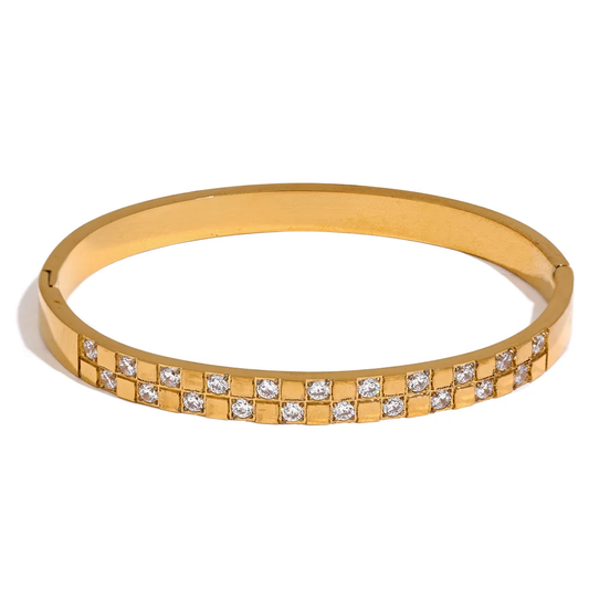 Shiny cubic zirconia wide bracelet bangle women - product image