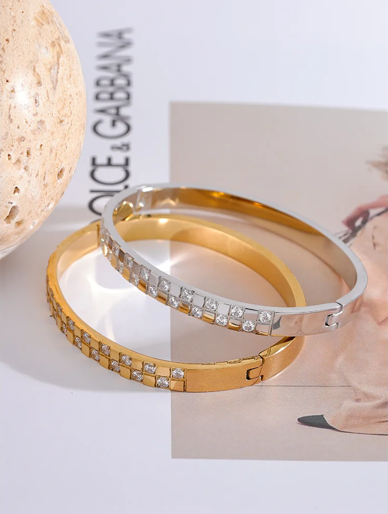 Shiny cubic zirconia wide bracelet bangle women - product image