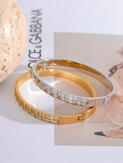Shiny cubic zirconia wide bracelet bangle women - product image