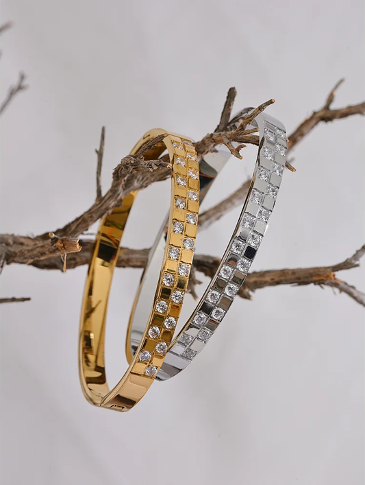 Shiny cubic zirconia wide bracelet bangle women - product image