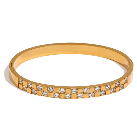 Shiny cubic zirconia wide bracelet bangle women - product image