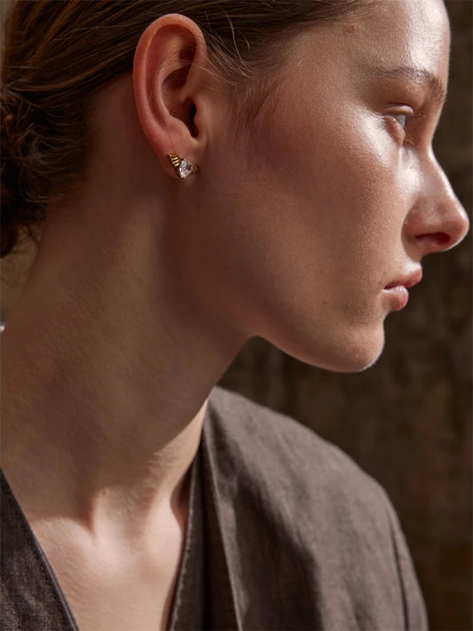Shiny cubic zirconia wing stud earrings fashion - product image