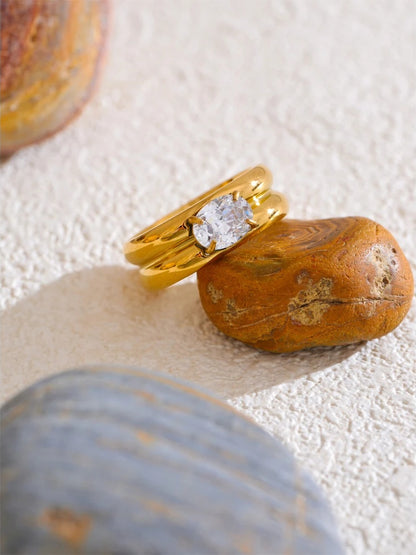 Shiny zirconia modern fashion versatile ring - product image