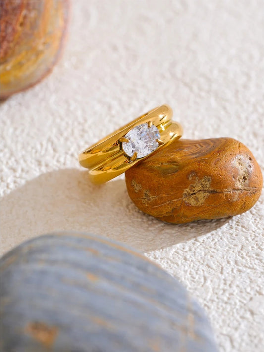 Shiny zirconia modern fashion versatile ring - product image