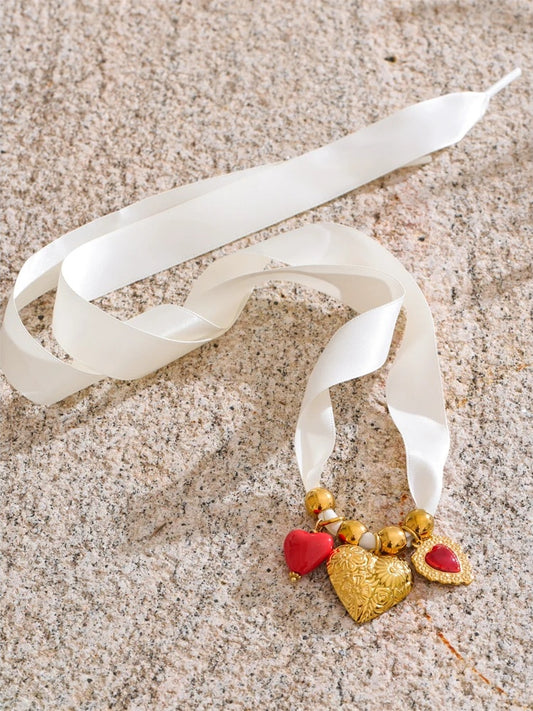 Shoelace heart starfish shell charm pendant - product image