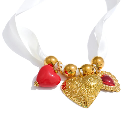 Shoelace heart starfish shell charm pendant - product image