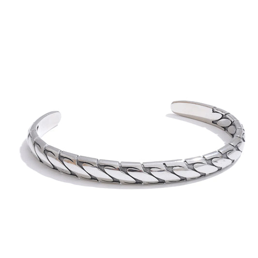 Silver color vintage men cuff bracelet bangle - product image