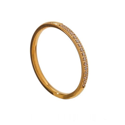 Simple golden cubic zircon minimalist charm ring - product image