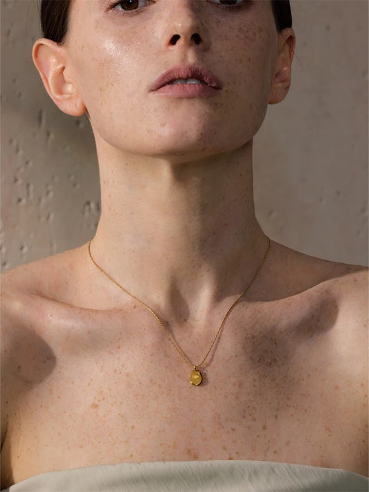 Simple square hammer gold silver color pendant necklace - product image