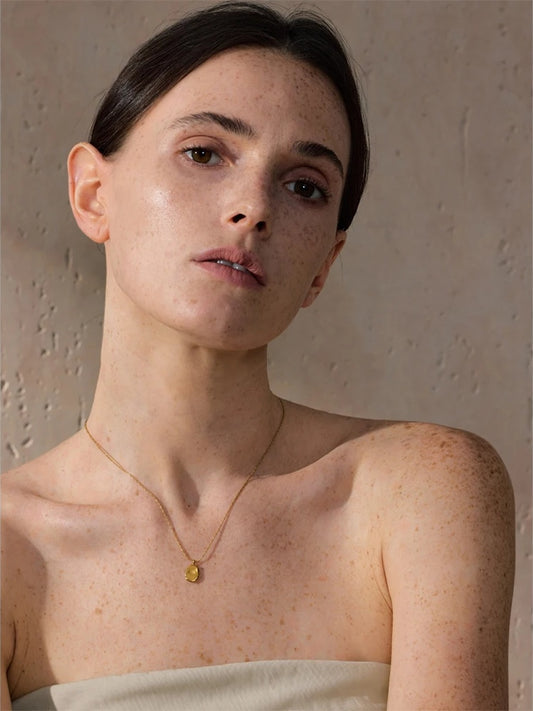 Simple square hammer gold silver color pendant necklace - product image