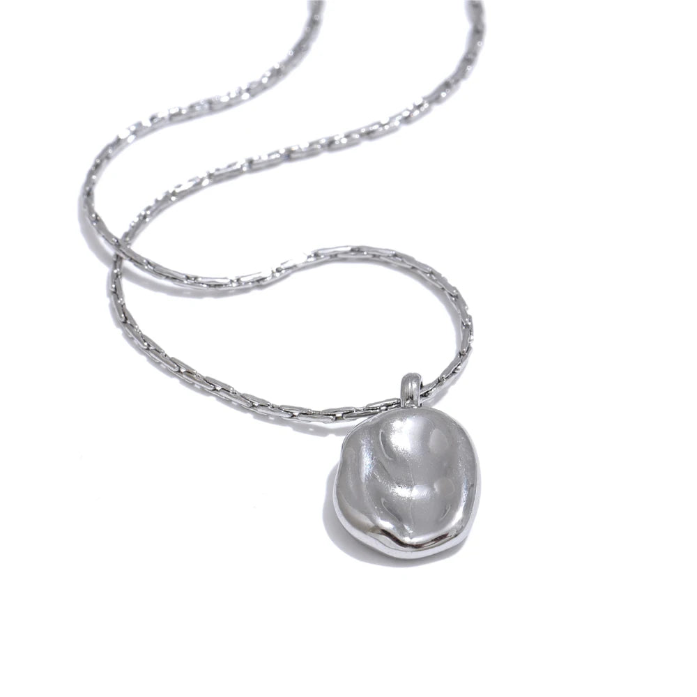 Simple square hammer gold silver color pendant necklace - product image