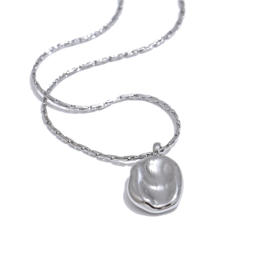 Simple square hammer gold silver color pendant necklace - product image