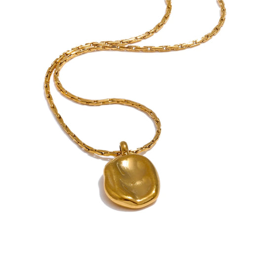 Simple square hammer gold silver color pendant necklace - product image