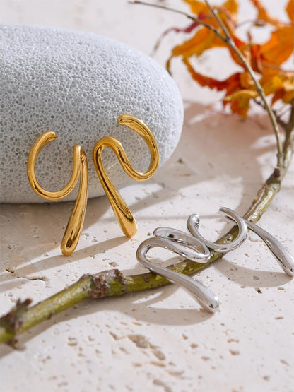 Simplified liquid bending ear bone clip earrings - product image