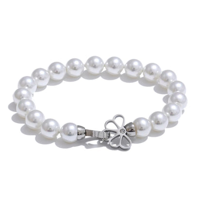 Simulated pearl beads handmade charm bracelet - product image