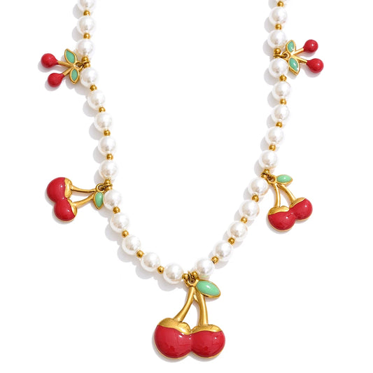 Simulated pearl beads necklace bracelet set - product image
