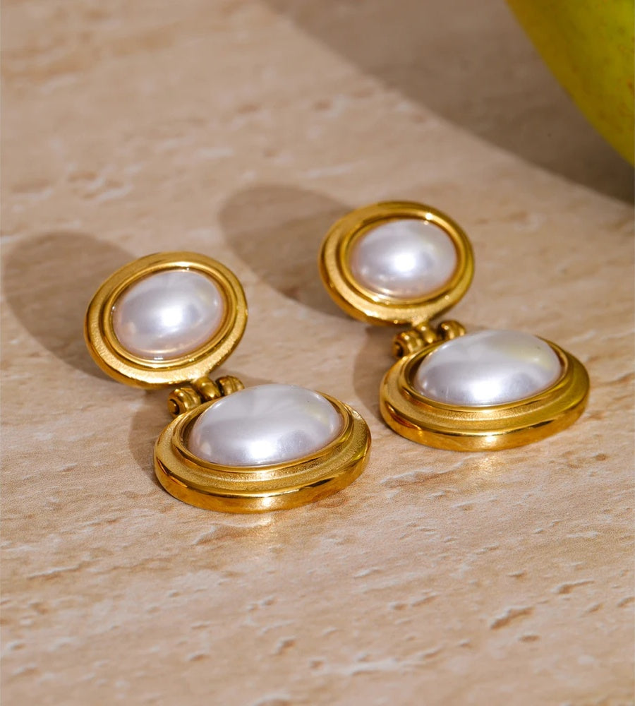 Simulated pearl drop earrings vintage fashion women's - product image