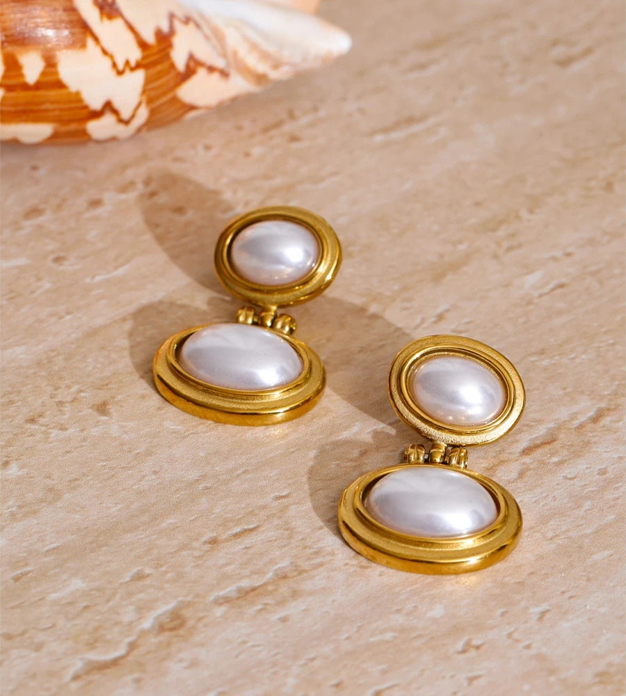 Simulated pearl drop earrings vintage fashion women's - product image