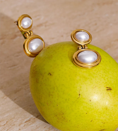 Simulated pearl drop earrings vintage fashion women's - product image
