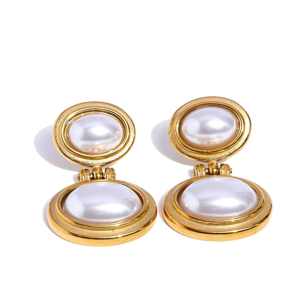 Simulated pearl drop earrings vintage fashion women's - product image