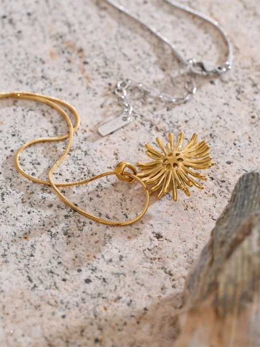 Simulated pearl flower pendant necklace - product image