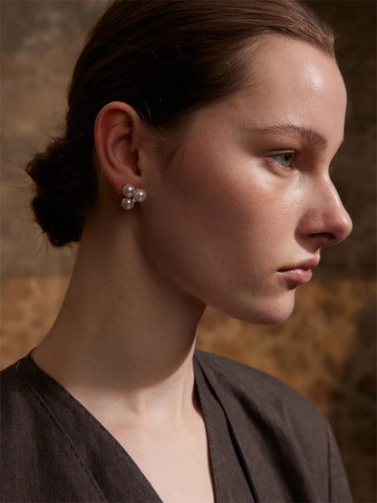 Simulated pearl flower stud earrings daily elegant - product image
