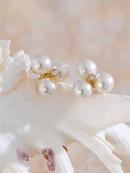 Simulated pearl flower stud earrings daily elegant - product image