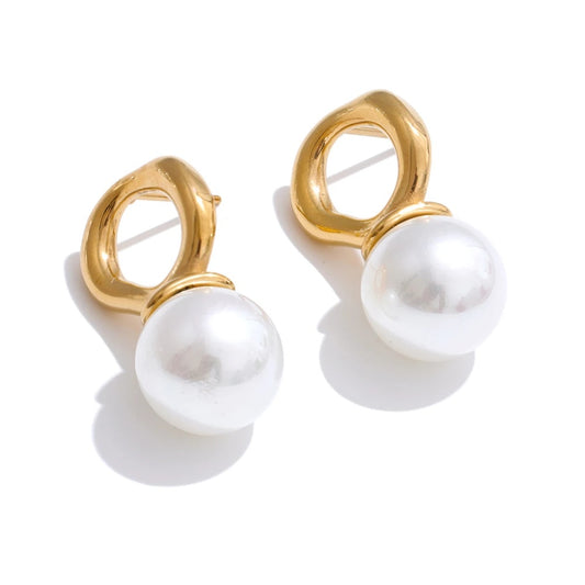 Simulated pearl modern stud earrings - product image