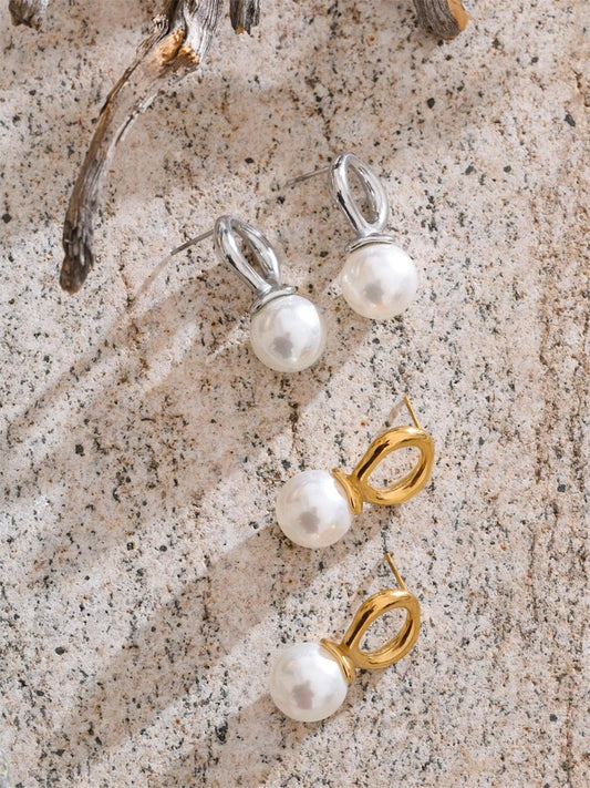 Simulated pearl modern stud earrings - product image