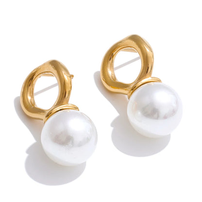 Simulated pearl modern stud earrings - product image