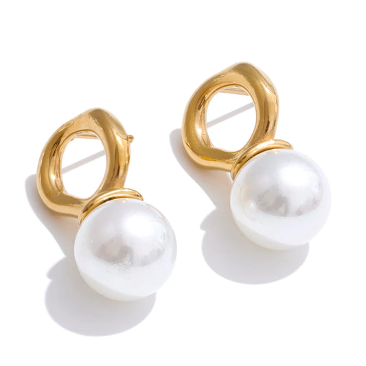 Simulated pearl modern stud earrings - product image
